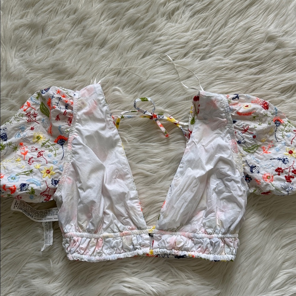 Zara Embroidered Crop Top Size S - Picture 8 of 10